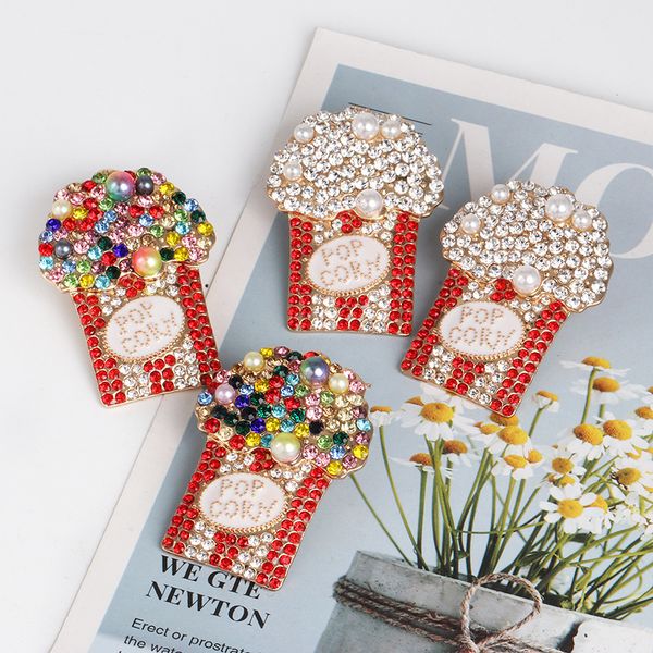 

Europe and America Trendy Style Crystal Pearl Drop Earrings Popcorn Cup Creative Earrings for Women Jewelry Christmas Gifts