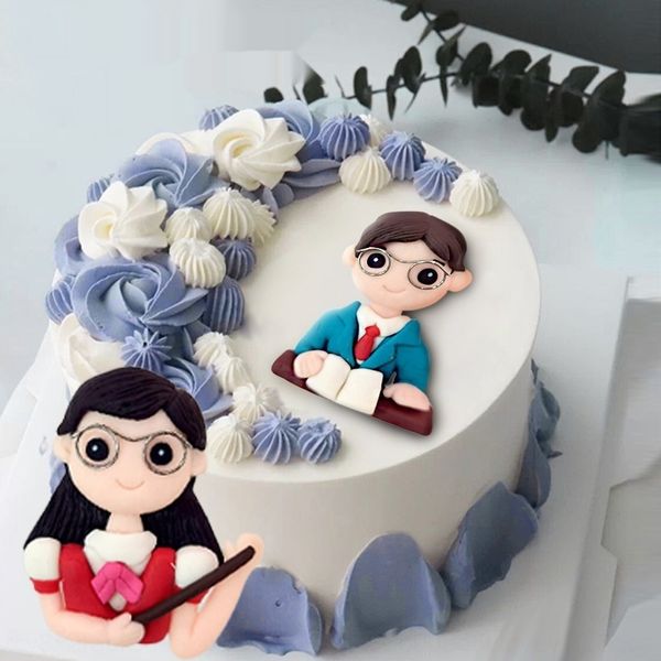 

teacher's day happy cake picture decoration soft dollaccessory dollpottery doll doll plug-in ornaments thank you teacher for your hard