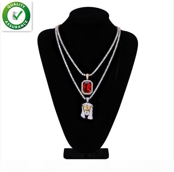 

мужские iced out подвеска hip hop ювелирные изделия иисус мода золото rhinestone мини площади красный gem кристалл кубинская теннис проектир, Silver