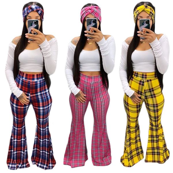

women bell bottomed pants fashion plaid printing long trousers club casual hip lifting slim mini leggings plus sizes summer new, Black;white