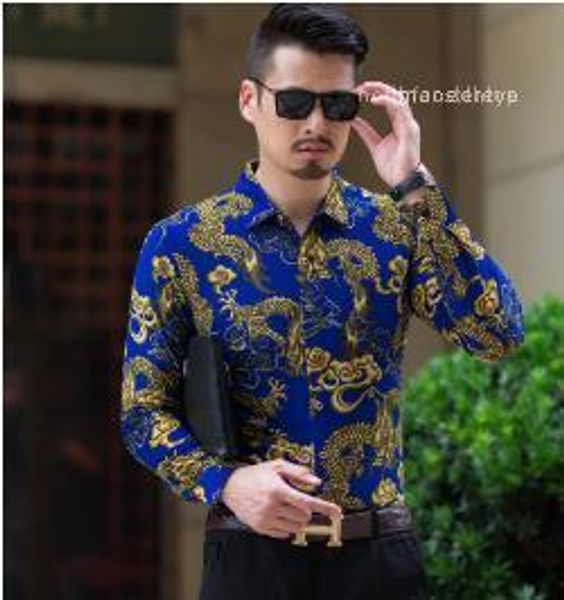 

shirts long sleeve print casual tees fashion breathable male clothing slim lapel neck designer mens, White;black