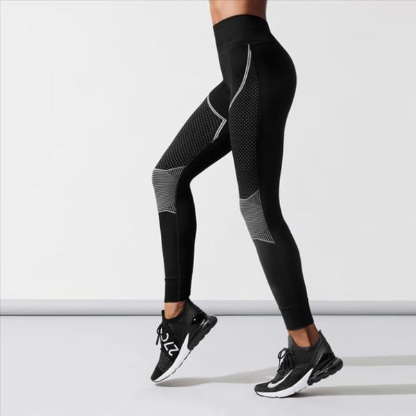 

casual autumn style ladies workout fitness leggings geometric printing polyester sportswear leggings drop shipping good quality, Black