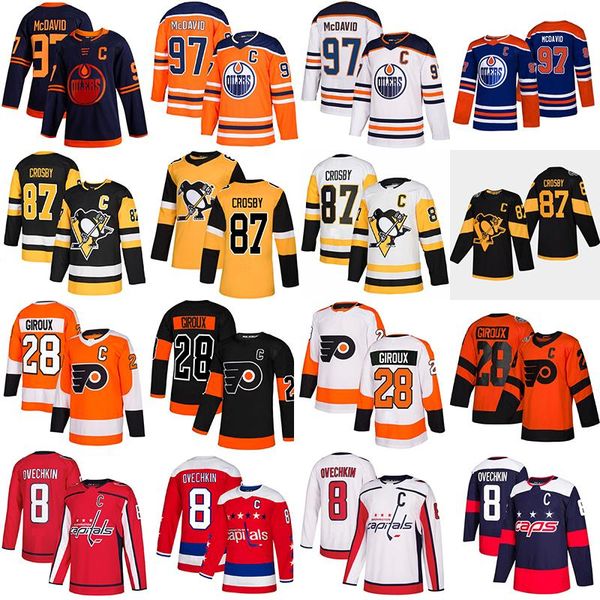 

sidney crosby pittsburgh penguins connor mcdavid edmonton oilers alex ovechkin washington capitals claude giroux philadelphia flyers jersey, Black;red