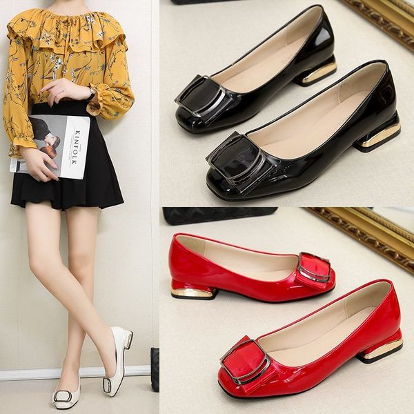 

spring autumn women boat shoes shoes patent leather dress square toe slip on shallow female low heels pumps 8226l, Black