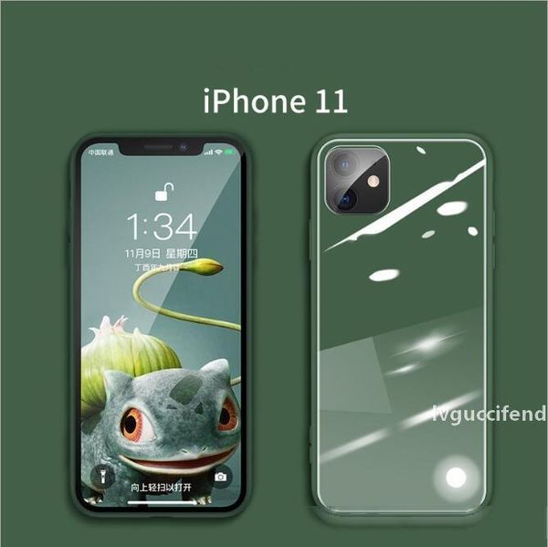 

new original liquid silicone tempered glass phone case for iphone se 2020 11 pro max x xs max xr 8 7 6 plus 6s shockproof cover with logo