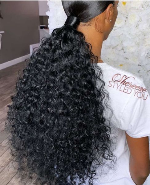 

weave black ponytail hair extension jet black natural hair long pony tail puff color #1 120g 140g 160g