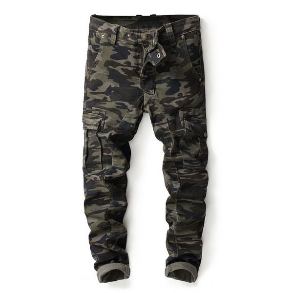 

army green мужские джинсы карманные длинные брюки осень моды streetwear камуфляж печати теги мужские джинсовые штаны азиатских плюс размер h, Blue