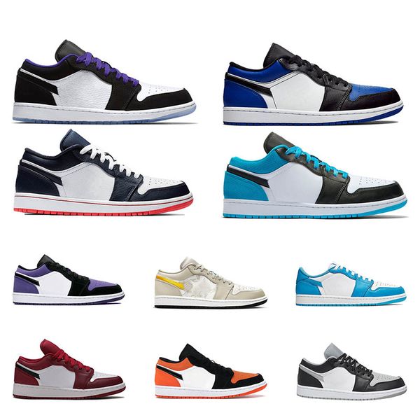 

low 1 1s men women basketball shoes royal toe laser blue midnight navy military green noble red gold toe grey chicago sports sneakers