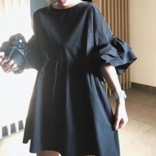 

korean black women ruffle long blouse oversize 2020 janpan style loose high waist female shirts kawaii blouses cute 2020, White