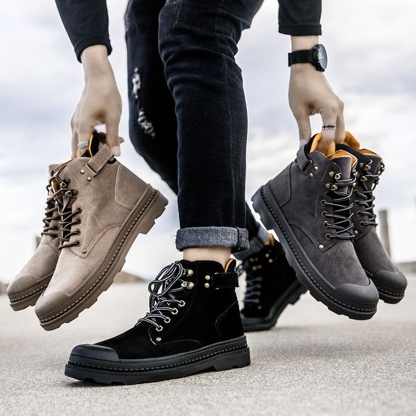 

autumnshoes martin bootshigh state of british style workwear обуви trend versatile короткие сапоги mid-top lady обувь -40, Black