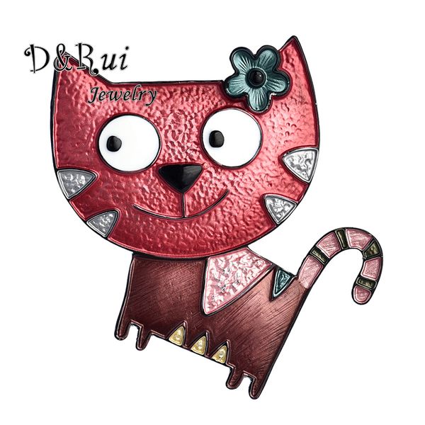 

d&rui jewelry cute big face cat brooch and pin for kid gift new design funny animal pins fashion enamel brooches broches, Gray