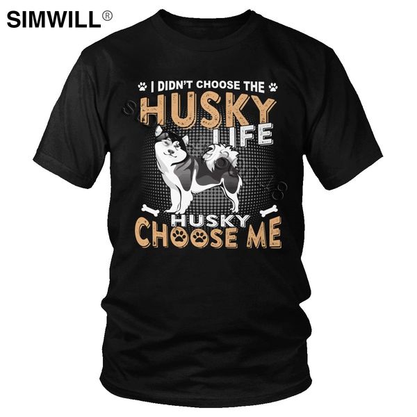 

новизна husky жизнь t-shirt ретро graphic чистый хлопок футболка мужчины короткие рукава экипаж шеи смешной сибирская собаки quote tee подар