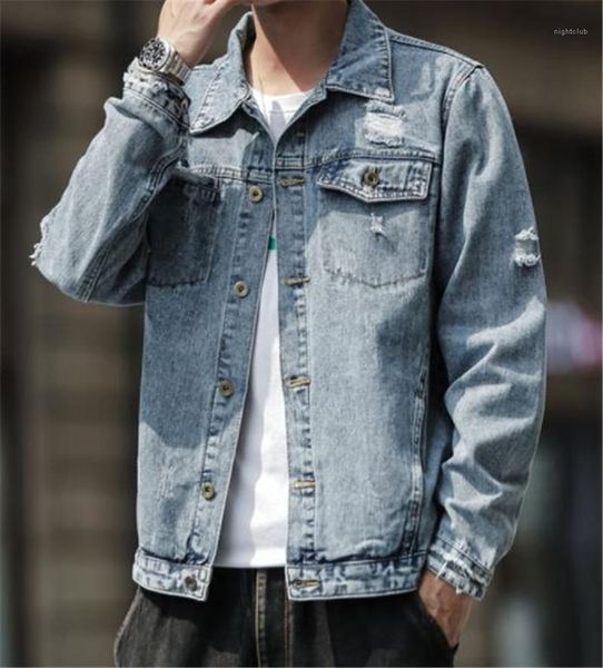 

designer jean jackets fashion button pockets panelled mens jean jackets designer males clothing hole panelled mens, Black;brown