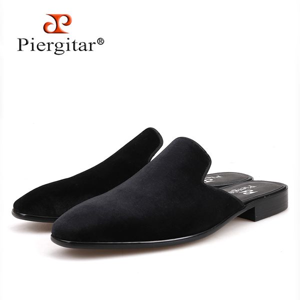 

slippers piergitar style handmade men's velvet fashion party and show dress shoes plus sizes male smoking, Black