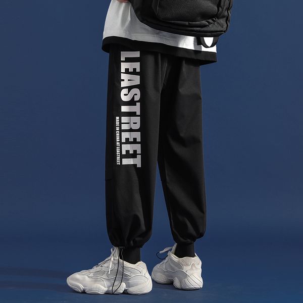 

autumn capris men's casual pants fattening plus size trend versatile sports pants harun pants, Black