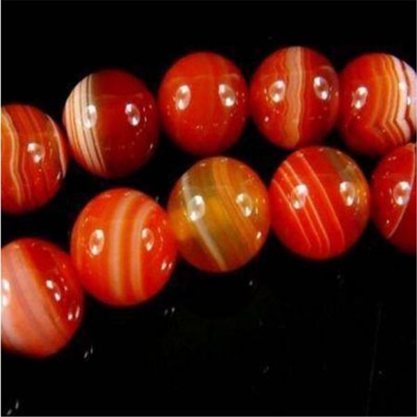 

2 piÃ¨ces 6mm naturel rouge bande agate onyx gemmes rondes perles en vrac 15"