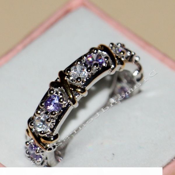 

size 5-11 2016 new jewelry 2 color 925 sterling silver amethyst&z cz diamond wedding engagement band rings for women love gift