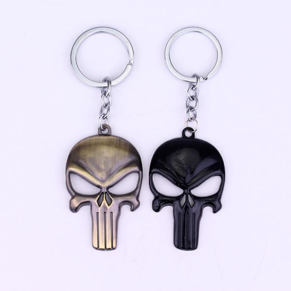 

punisher skull metal mask keychain small pendant for gift chaveiro car key chain jewelry keyholder gifts, Silver