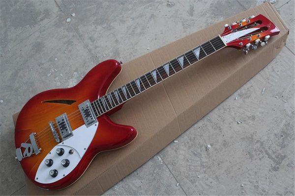 2022 Custom Shop Rick 12 Strings Semi-Hollow 2 Pickups Cereja Vermelho Guitarra com Raia R In stock
