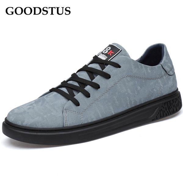 

goodstus men genuine leather casual shoes breathable platform comfortable high fashion quality male outdoor walking shoes, Black