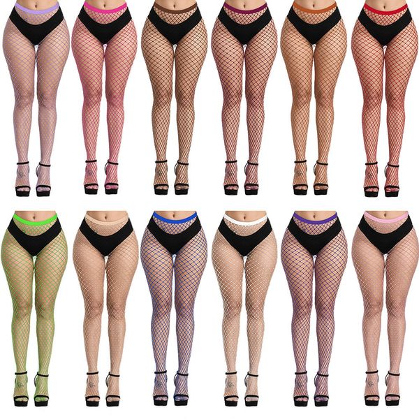 Meia-calça de cintura alta meias arrastão sexy coxa meias altas malha net meia-calça jogo para mulher roupa interior curta vontade e areia presente