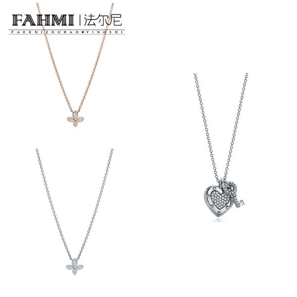 

fahmi 925 silver fashion charm four-leaf clover necklace original jewellery for women anniversary, Golden;silver