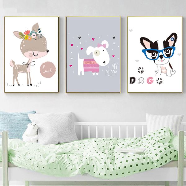 

детский сад украшения картина pink wall art canvas картина для гостиной детская искусство аниме плакат овцы кролик корова duck dog