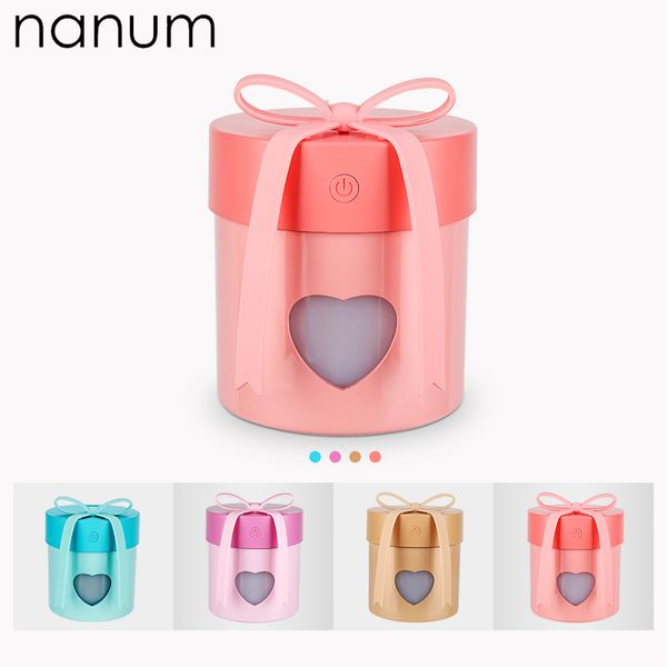 

new 3 in 1 gift box humidifier mini ultrasonic car fogger led night light usb fan essential oil aroma diffuser air freshener