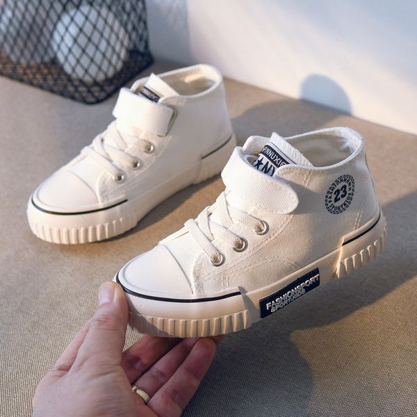 

2020 fashion girls and boys sneakers canvas shoes children sneakers size 25-37 high boots, Black