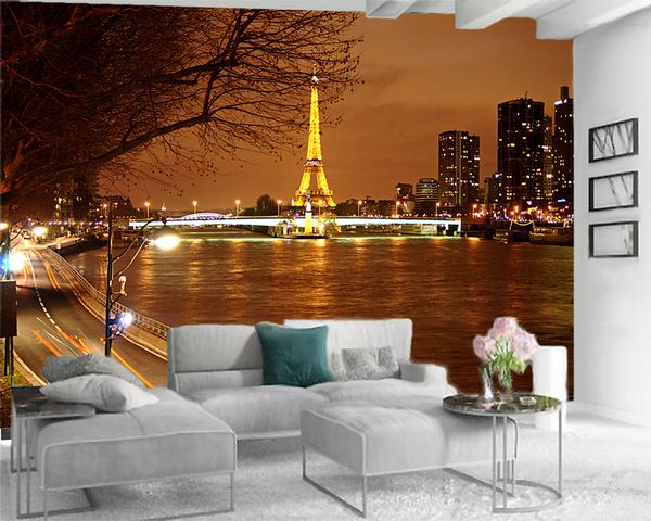 

3d mural wallpaper custom luxury 3d wallpaper the beautiful night view of the shining iron tower romantic scenery decorative 3d wallpaper