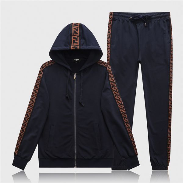 

black white color sports sets hooded tracksuits men designer sports wear suit letter ff zipper jacket cardigan jogging suits, Gray