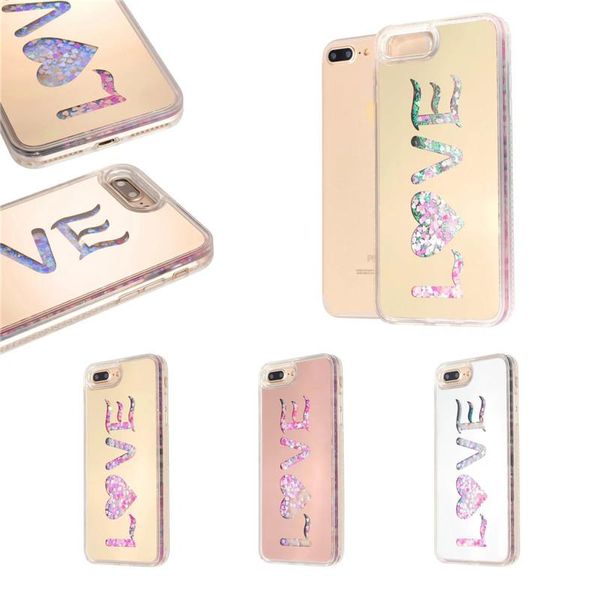 

cgjxslove mirror plating quicksand glitter diamond edge phone silicone cover back shell fundas for iphone 6 6s 7 8 plus x case