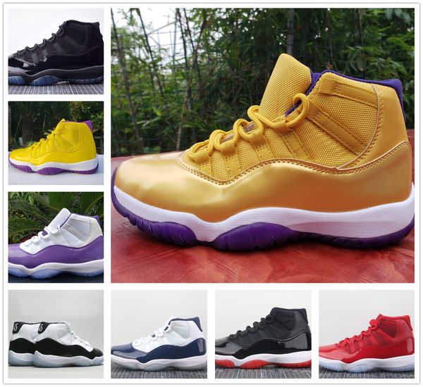 

factory version 11 11s bred space jam concord jumpman basketball shoes men cap and gown gym red sport sneakers with box
