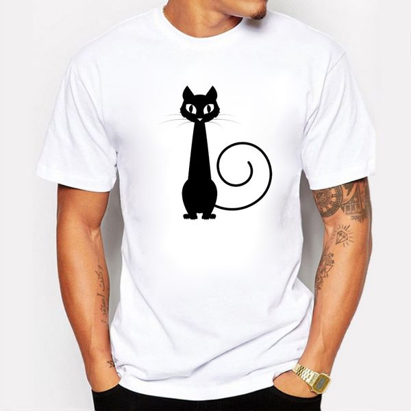 

men's fashion summer fun halloween black cat falling down design t shirt casual male hipster printed own style tees