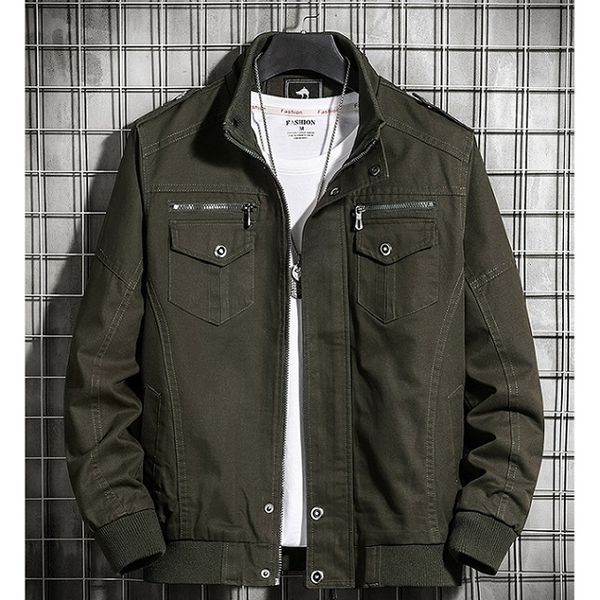 

men workwear jackets fashion solid color autum mens clothing men thin air force jackets fashion plus size coat 2020 new ing, Black;brown