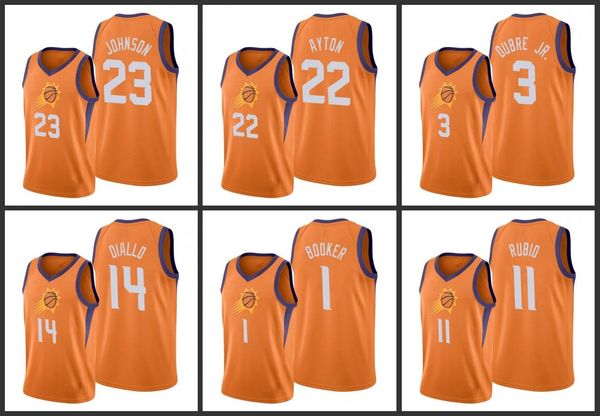 

phoenix suns cameron johnson cheick diallo deandre ayton devin booker trevor ariza ricky rubio men 2019-20 statement jersey, Black