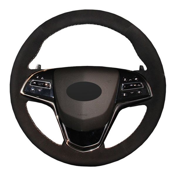 

car steering wheel cover diy hand-stitched black suede for cadillac ats ats-l 2013-2019 cts 2014-2017 elr 2014-2018