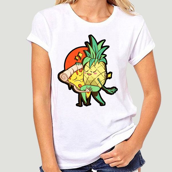 

pineapple & pizza kawaii cute japanese gift girls black t-shirt m-xxxl cool casual tee shirt-3277a