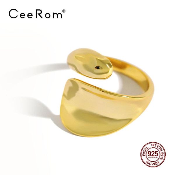 

cluster rings ceerom design silver finger for women minimalist 925 sterling opening fashion jewelry gifts anillos, Golden;silver