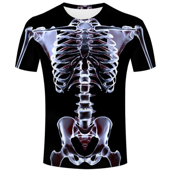 

x-ray skeleton homme black men camiseta masculina 3d print shirts aesthetic plus size harajuku men clothing