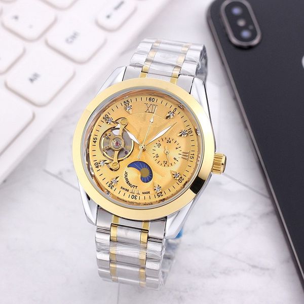 

2021 new luxury mens watches large flywheel automatic mechanical watch designer wristwatches brand stainless steel strap, Slivery;brown