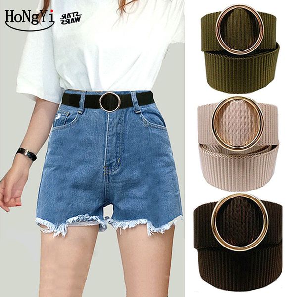 

2020 belts for women black casual waist elastic ladies band round buckle decoration coat sweater fashion dress rice white, Black;brown