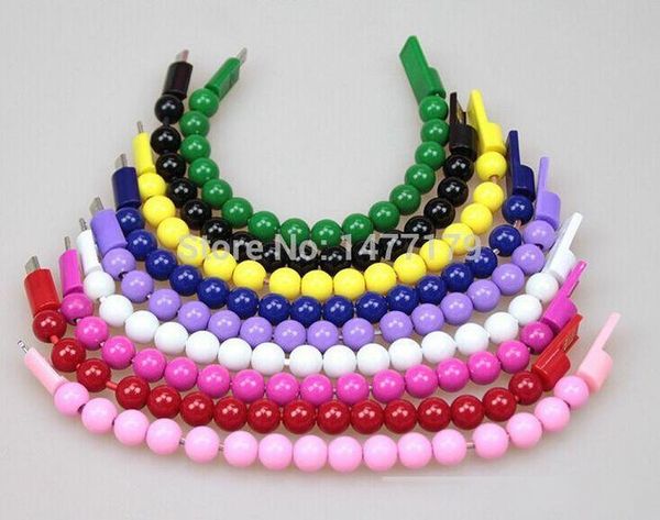 

200pcs/universal micro to usb cable beads bracelet charging sync data cable cord for samsung smartphone tablet ing