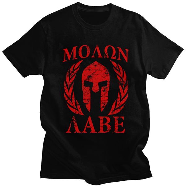 

unique awesome spartan molon labe t-shirt men short sleeves streetwear sparta trojan helmet t shirt cotton tee clothing gift