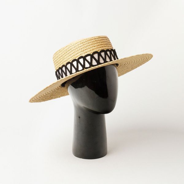 

01907-hh7399 new handmade raffia grass geometric lines flat straw fedoras hat outdoor men women dinner formal panama jazz cap, Blue;gray