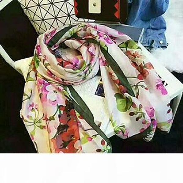 

100% silk scarf fashion print pattern ladies collar 180*90cm shawl designer scarfs with box, Blue;gray