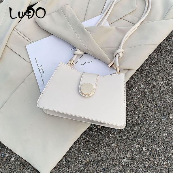 

lucdo pu leather women shoulder bag 2020 fashion solid color ladies handbag crossbody messenger bag baguette bags