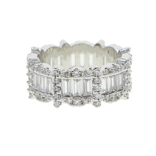 

new fashion boho white cz stacking ring for women silver color baguette cubic zirconia wedding engagement eternity rings, Golden;silver
