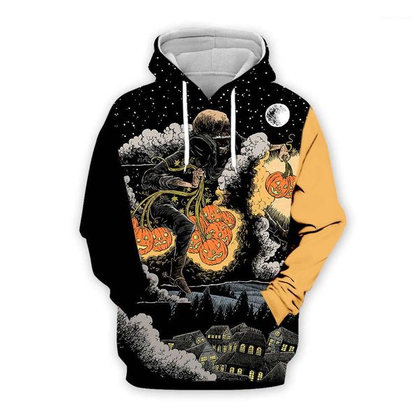 

mens hoodies fashion pullover plus size hooded sweatshirt male loose halloween clothes halloween 3d print, Black