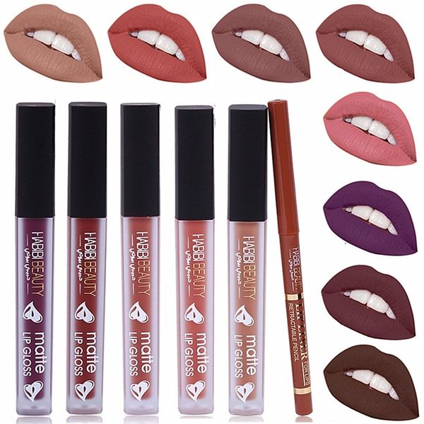 

2 pcs/set liquid lipstick shimmer lip gloss waterproof long lasting pigment lip paint batom makeup cosmetics